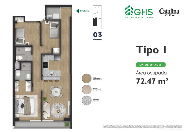 Plano del modelo 801-901 del proyecto Catalina View en La Victoria