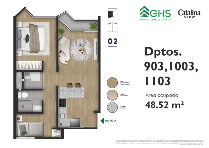 Plano del modelo 903 del proyecto Catalina View en La Victoria