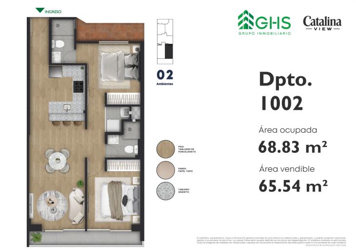 Plano del modelo 1002 del proyecto Catalina View en La Victoria