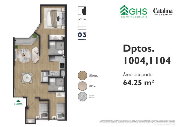 Plano del modelo 1004-1104 del proyecto Catalina View en La Victoria
