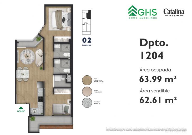 Plano del modelo 1204 del proyecto Catalina View en La Victoria