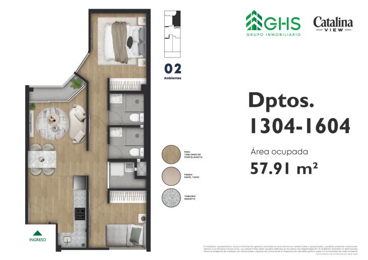 Plano del modelo 1304-1604 del proyecto Catalina View en La Victoria