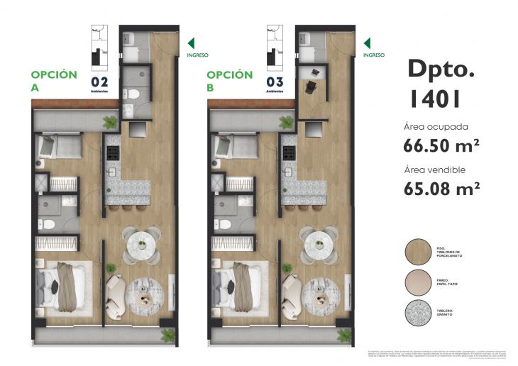 Plano del modelo 1401 del proyecto Catalina View en La Victoria
