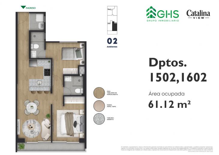 Plano del modelo 1502-1602 del proyecto Catalina View en La Victoria