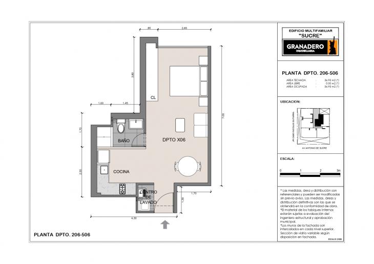 Plano del modelo X06 del proyecto SUCRE 1005 en Pueblo Libre