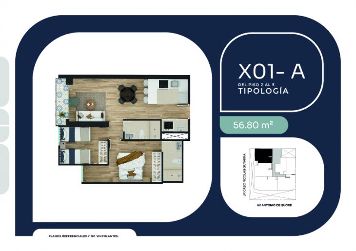 Plano del modelo X01 del proyecto SUCRE 1005 en Pueblo Libre