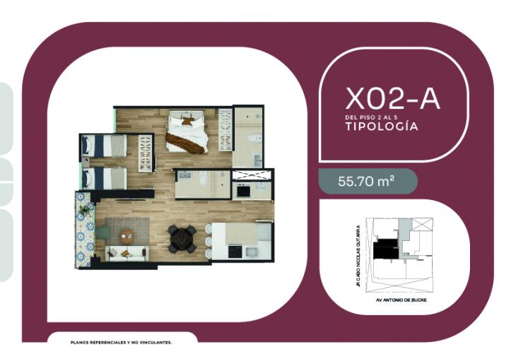 Plano del modelo X02 del proyecto SUCRE 1005 en Pueblo Libre