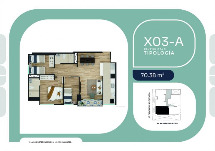 Plano del modelo X03 del proyecto SUCRE 1005 en Pueblo Libre