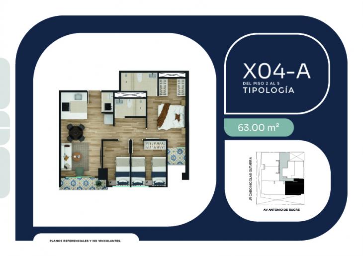 Plano del modelo X04-A del proyecto SUCRE 1005 en Pueblo Libre