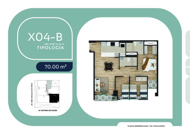 Plano del modelo X04-B del proyecto SUCRE 1005 en Pueblo Libre