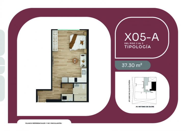 Plano del modelo X05-A del proyecto SUCRE 1005 en Pueblo Libre
