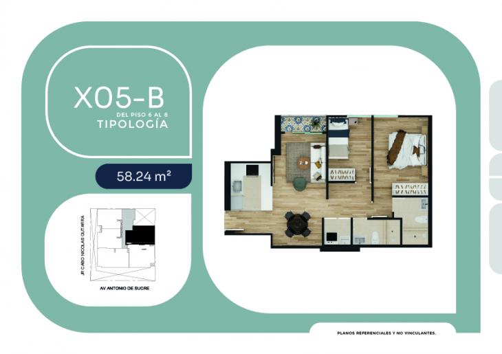Plano del modelo X05-B del proyecto SUCRE 1005 en Pueblo Libre