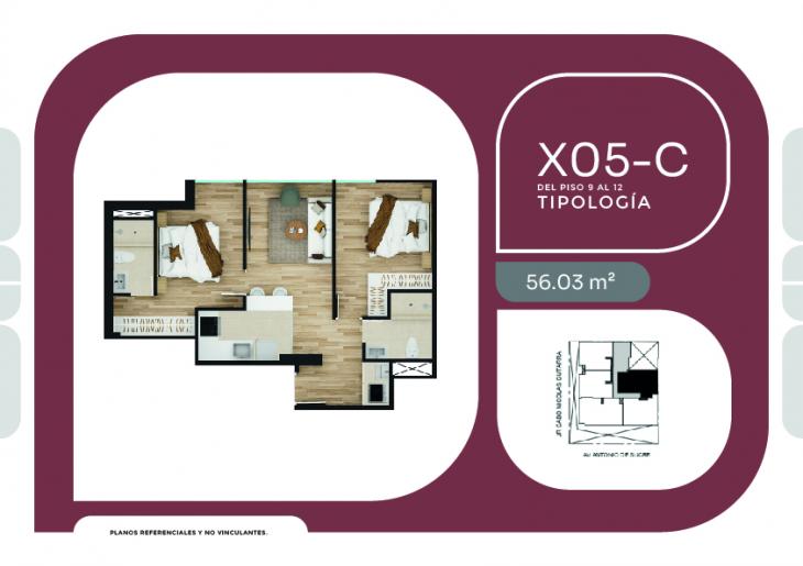 Plano del modelo X05-C del proyecto SUCRE 1005 en Pueblo Libre