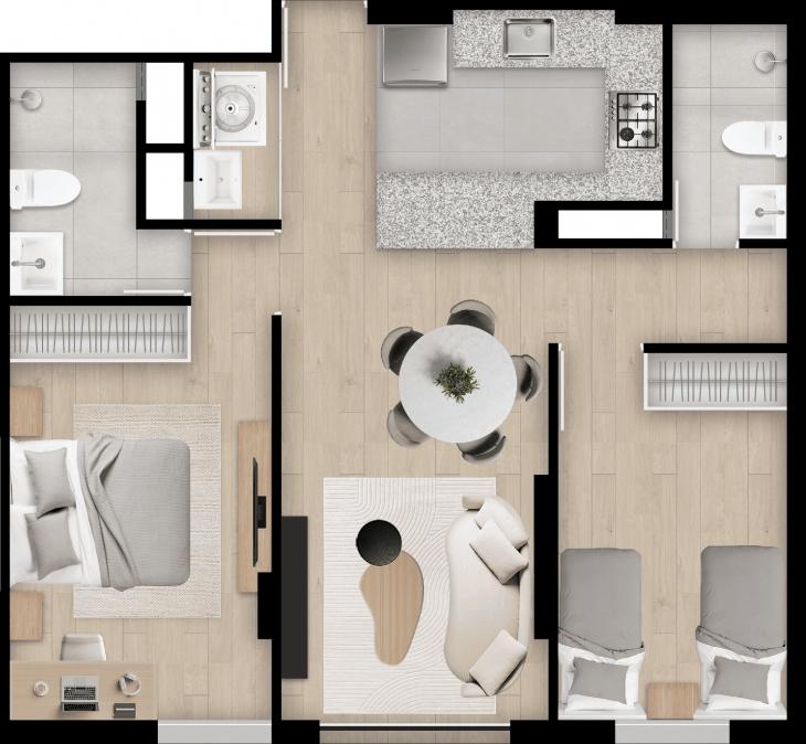 Plano del modelo Tipo 02 del proyecto HUB en Lince