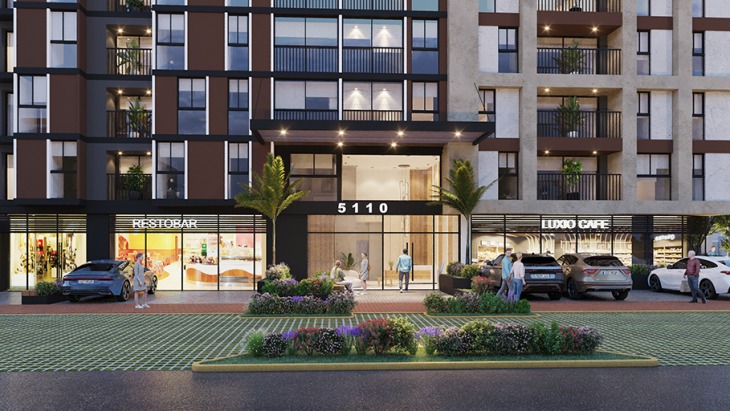 Fachada principal del proyecto Buenavista - Panama 5110 en Surquillo