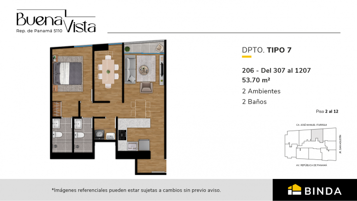 Plano del modelo TIPO 7 del proyecto Buenavista - Panama 5110 en Surquillo