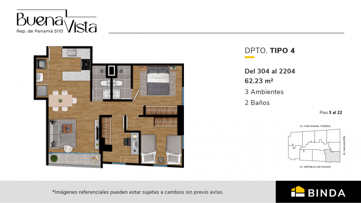 Plano del modelo TIPO 4 del proyecto Buenavista - Panama 5110 en Surquillo