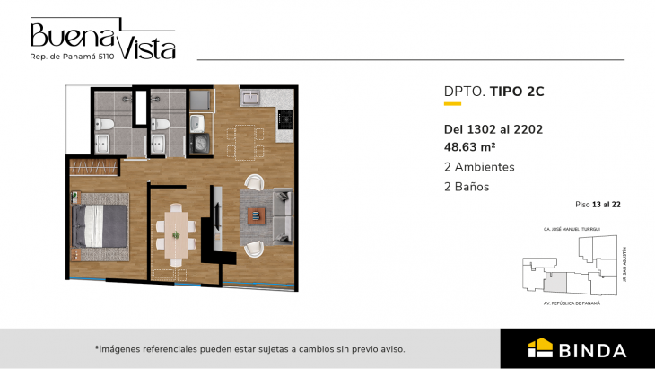 Plano del modelo TIPO 2-C del proyecto Buenavista - Panama 5110 en Surquillo