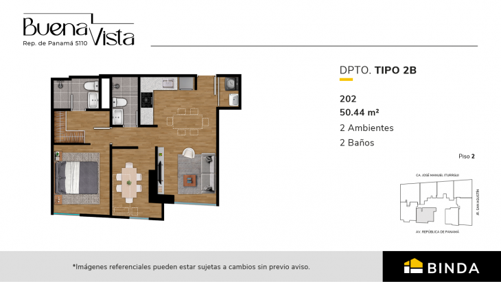 Plano del modelo TIPO 2-B del proyecto Buenavista - Panama 5110 en Surquillo