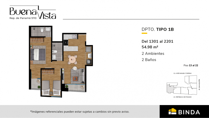 Plano del modelo TIPO 1-B del proyecto Buenavista - Panama 5110 en Surquillo