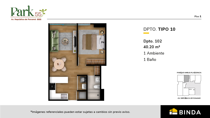 Plano del modelo TIPO 10 del proyecto Park 55 en Surquillo