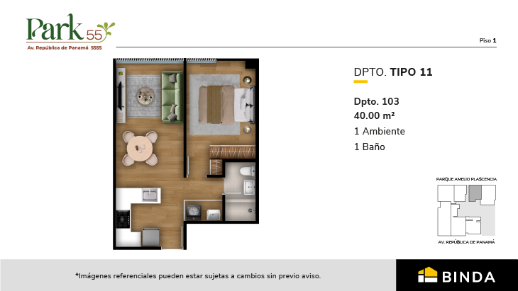 Plano del modelo TIPO 11 del proyecto Park 55 en Surquillo