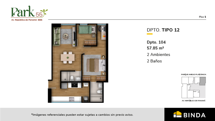 Plano del modelo TIPO 12 del proyecto Park 55 en Surquillo