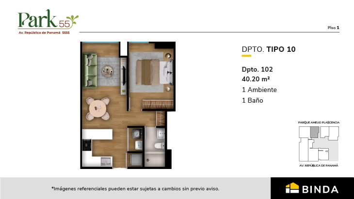 Plano del modelo TIPO 10 del proyecto Park 55 en Surquillo