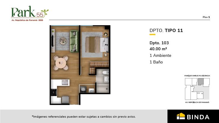 Plano del modelo TIPO 11 del proyecto Park 55 en Surquillo