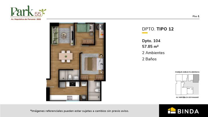 Plano del modelo TIPO 12 del proyecto Park 55 en Surquillo