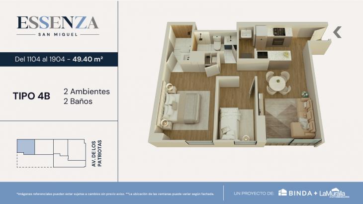 Plano del modelo TIPO 4 - B del proyecto ESSENZA en San Miguel
