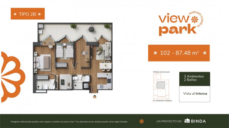 Plano del modelo TIPO 2 .- B del proyecto View Park en Pueblo Libre
