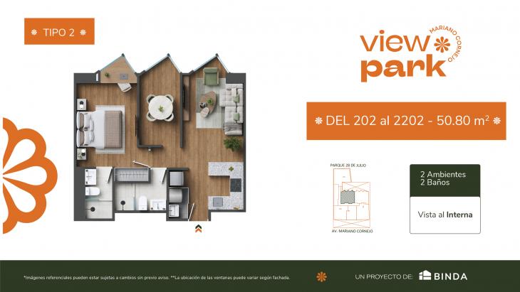 Plano del modelo TIPO 2 del proyecto View Park en Pueblo Libre