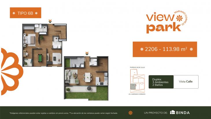 Plano del modelo TIPO 6 - B del proyecto View Park en Pueblo Libre