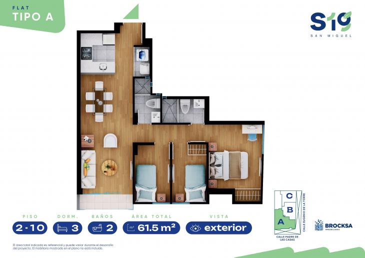 Plano del modelo TIPO A del proyecto SERIE 19 en San Miguel