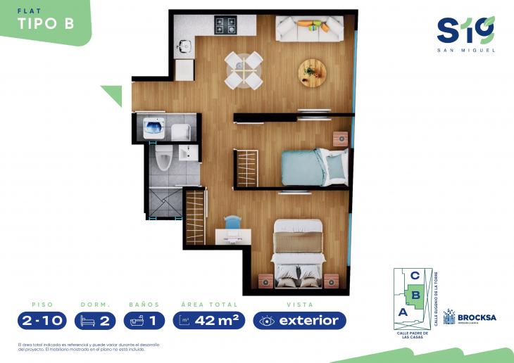 Plano del modelo TIPO B del proyecto SERIE 19 en San Miguel