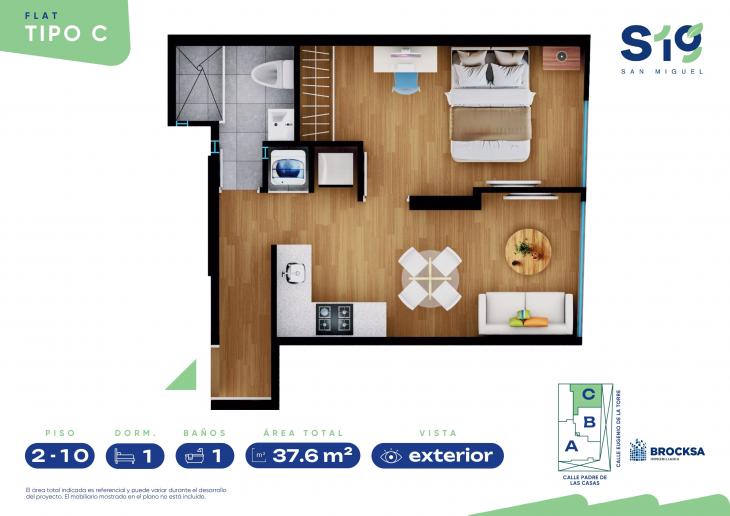 Plano del modelo TIPO C del proyecto SERIE 19 en San Miguel