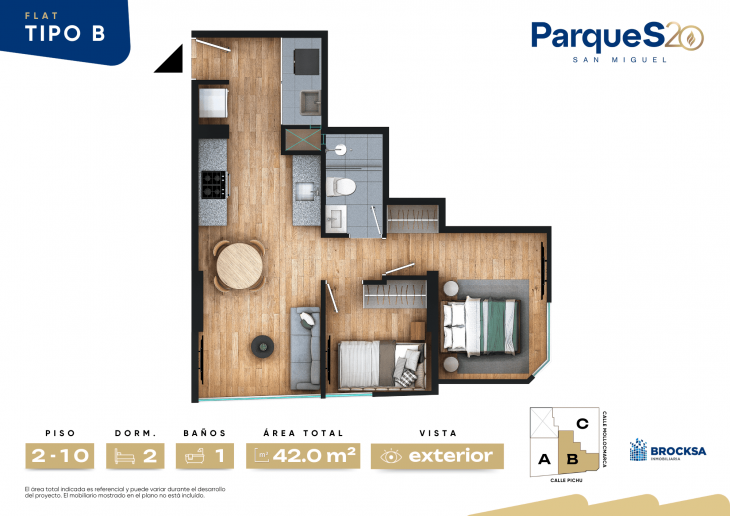 Plano del modelo TIPO B del proyecto SERIE 20 en San Miguel