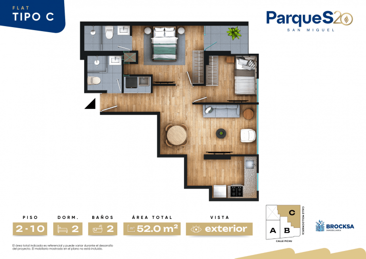 Plano del modelo TIPO C del proyecto SERIE 20 en San Miguel