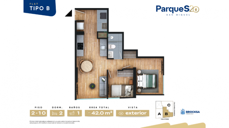 Plano del modelo TIPO B del proyecto SERIE 20 en San Miguel