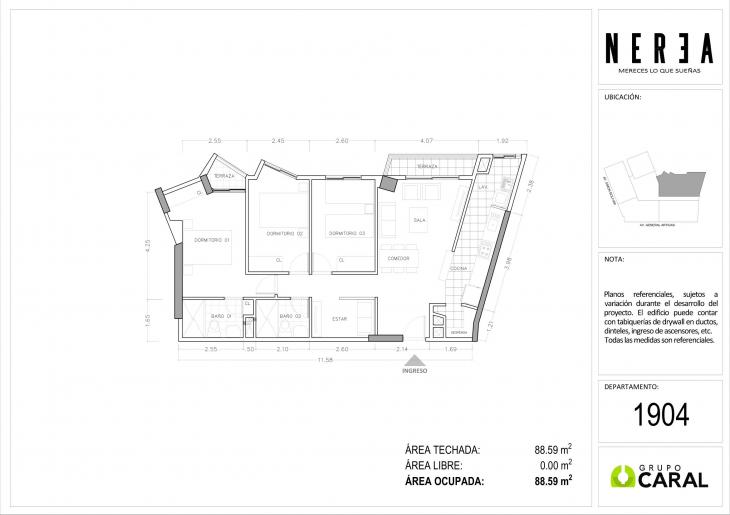Plano del modelo 3D-04 del proyecto Nerea en Pueblo Libre