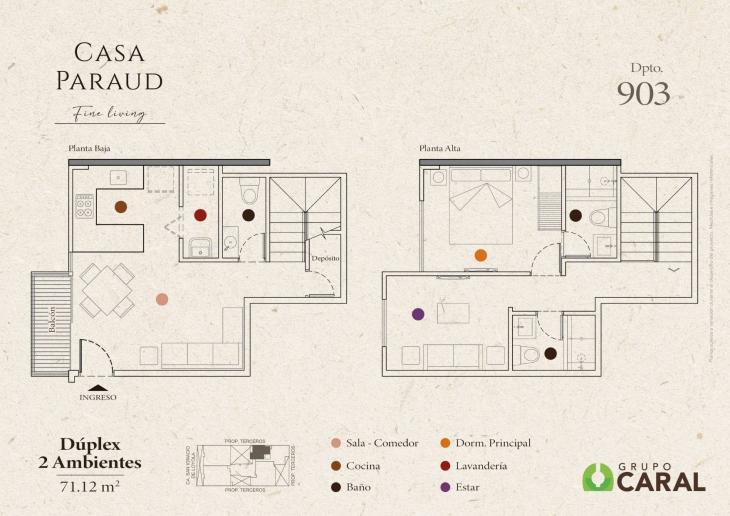 Plano del modelo DÚPLEX T-3 del proyecto Casa Paraud en Miraflores