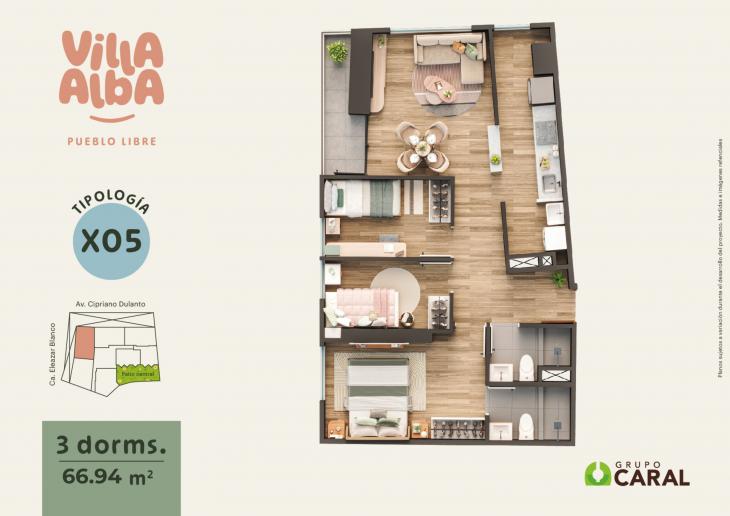 Plano del modelo 3D-X05 del proyecto Villa Alba en Pueblo Libre
