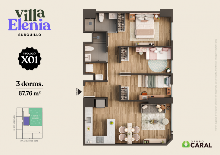 Plano del modelo X01 del proyecto Villa Elenia en Surquillo