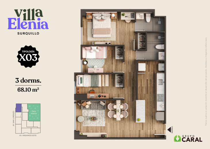 Plano del modelo X03 del proyecto Villa Elenia en Surquillo