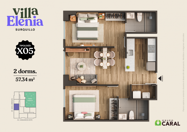 Plano del modelo X05 del proyecto Villa Elenia en Surquillo