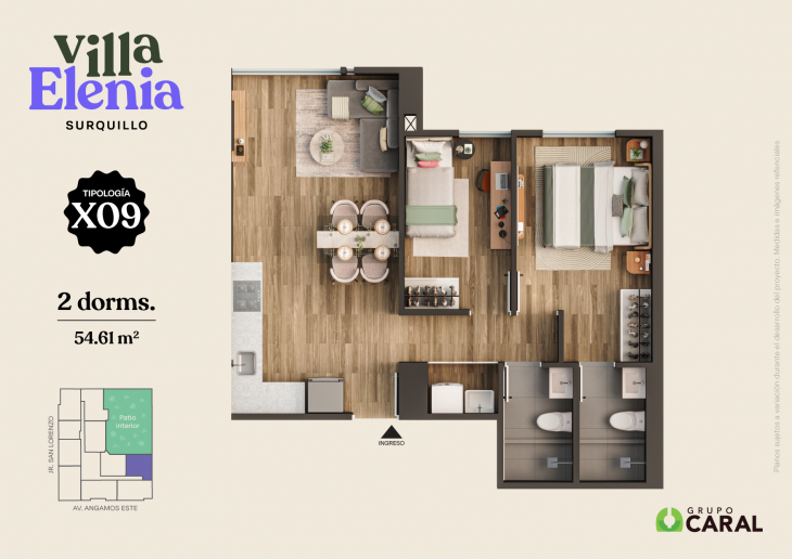 Plano del modelo X09 del proyecto Villa Elenia en Surquillo