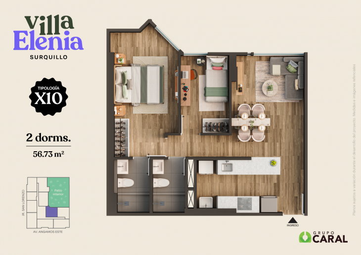 Plano del modelo X10 del proyecto Villa Elenia en Surquillo