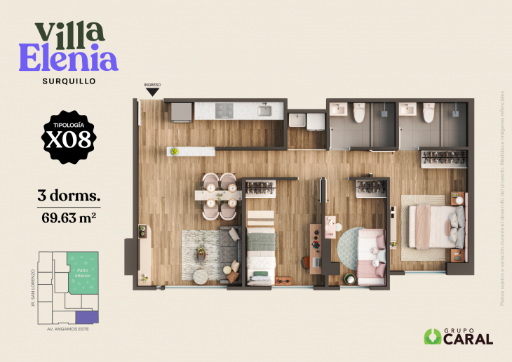 Plano del modelo X08 del proyecto Villa Elenia en Surquillo