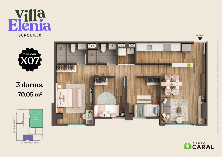 Plano del modelo X07 del proyecto Villa Elenia en Surquillo